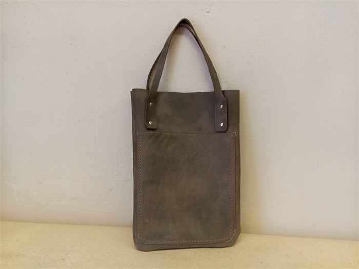 Сумка шоппер. Женская. Детская. Серый цвет кожи 2085