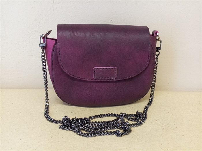 Сумка женская через плечо кросс-боди натуральная кожа, Тёмно - розовая. 2073