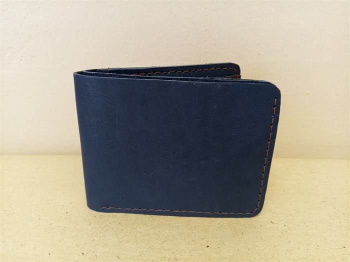 Мужской кошелек из натуральной кожи 8 карт. Синий 2087