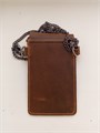 Сумка для телефона кожаная. коричневая на магните 2104